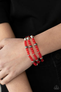 Bracelet Stretchy,Red,Here to STAYCATION Red  ✧ Bracelet