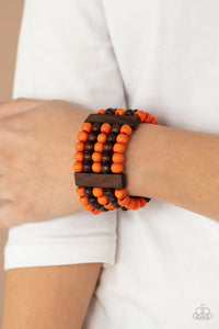 Bracelet Stretchy,Bracelet Wooden,Orange,Wooden,Caribbean Catwalk Orange  ✧ Bracelet