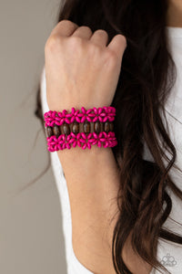 Bracelet Stretchy,Bracelet Wooden,Brown,Pink,Wooden,Bali Beach Retreat Pink  ✧ Bracelet
