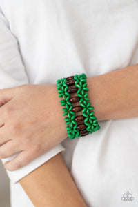 Bracelet Stretchy,Bracelet Wooden,Green,Wooden,Bali Beach Retreat Green  ✧ Bracelet