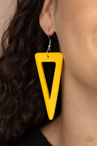 Earrings Fish Hook,Earrings Wooden,Wooden,Yellow,Bermuda Backpacker Yellow ✧ Wood Earrings