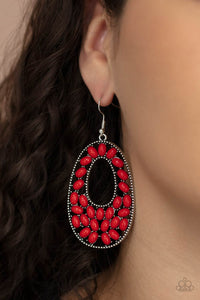 Earrings Fish Hook,Red,Beaded Shores Red ✧ Earrings