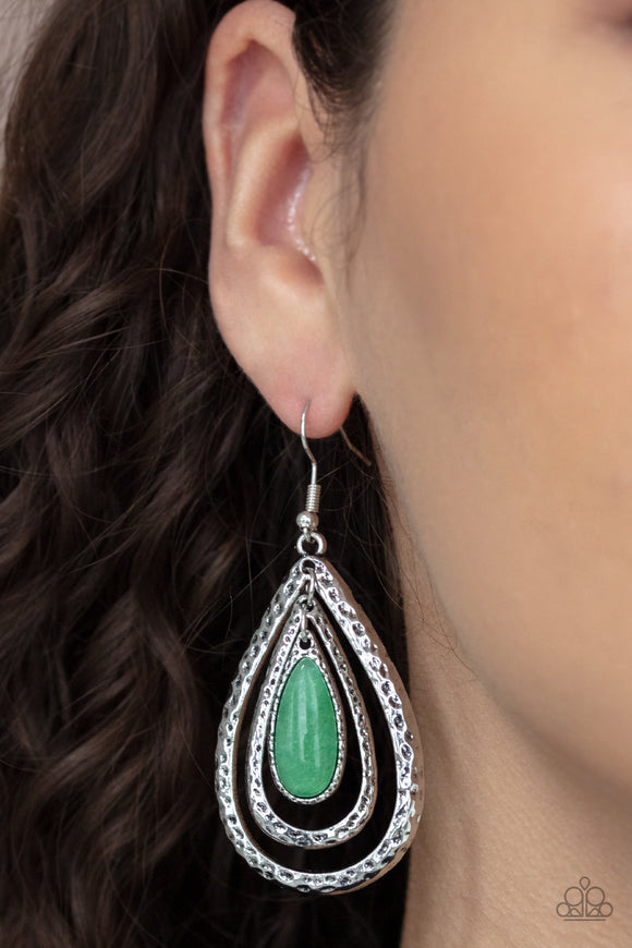 Teardrop Torrent Green ✧ Earrings Earrings