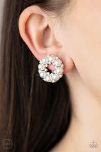 Earrings Clip-On,White,Roundabout Ritz White ✧ Clip-On Earrings