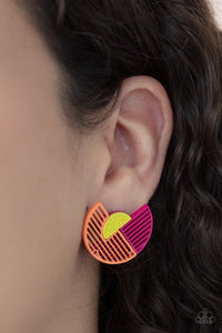 Earrings Post,Multi-Colored,Orange,Pink,Yellow,Its Just an Expression Pink ✧ Post Earrings