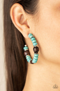 Blue,Earrings Hoop,Earrings Wooden,Turquoise,Wooden,Definitely Down-To-Earth Blue ✧ Wood Hoop Earrings