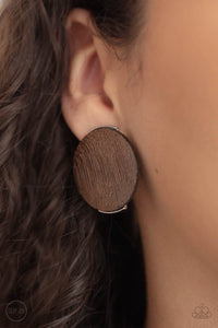 Brown,Earrings Wooden,Wooden,WOODWORK It Brown ✧ Wood Clip-On Earrings