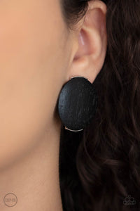Black,Earrings Clip-On,Earrings Wooden,Wooden,WOODWORK It Black ✧ Wood Clip-On Earrings