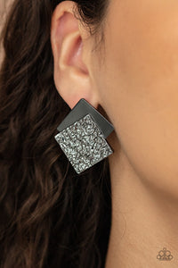 Black,Earrings Post,Gunmetal,Square With Style Black ✧ Post Earrings