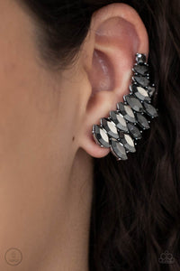 Earrings Ear Crawler,Earrings Post,Hematite,Silver,Explosive Elegance Silver ✧ Ear Crawler Post Earrings