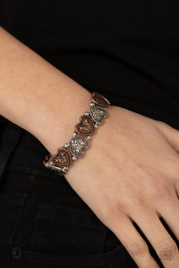 Bracelet Stretchy,Copper,Multi-Colored,Silver,Valentine's Day,Rustic Heartthrob Multi ✧ Bracelet