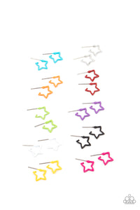 Black,Blue,Green,Orange,Pink,Purple,Red,Silver,SS Earring,White,Yellow,Small Star Hoop Starlet Shimmer Earrings