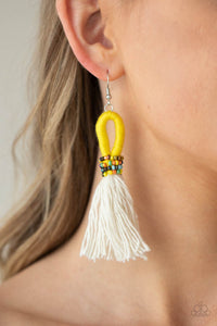 Earrings Fish Hook,Earrings Fringe,Earrings Seed Bead,Earrings Tassel,Yellow,The Dustup Yellow ✧ Tassel Seed Bead Earrings