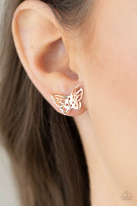 Butterfly,Earrings Post,Rose Gold,Flutter Fantasy Rose Gold ✧ Post Earrings