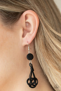 Black,Earrings Fish Hook,Earrings Wooden,Wooden,Twisted Torrents Black ✧ Wood Earrings