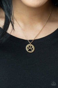 Gold,Necklace Short,Paw Print,Think PAW-sitive Gold ✧ Necklace