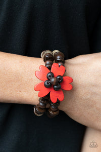 Bracelet Wooden,Brown,Red,Wooden,Tropical Flavor Red ✧ Bracelet