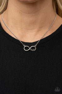 Mother,Necklace Short,Silver,Forever Your Mom White ✧ Infinity Necklace