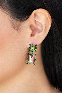 Earrings Post,Gunmetal,Multi-Colored,Oil Spill,Cosmic Queen Multi ✧ Oil Spill Post Earrings