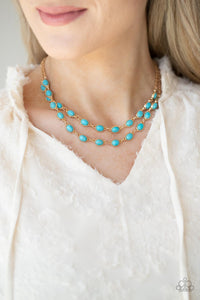 Blue,Gold,Necklace Short,Sets,Turquoise,Sahara Safari Blue ✨ Necklace