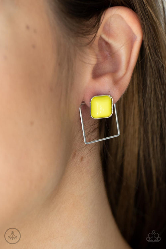 FLAIR and Square Yellow ✧ Post Jacket Earrings Post Jacket Earrings
