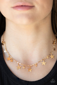 4thofJuly,Gold,Holiday,Necklace Short,Patriotic,Starry Shindig Gold ✧ Necklace