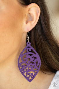Earrings Fish Hook,Earrings Wooden,Purple,Wooden,Coral Garden Purple ✧ Wood Earrings