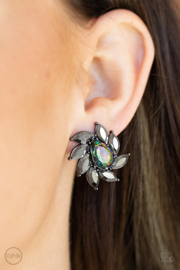 Sophisticated Swirl Multi✧ Oil Spill Hematite Clip-On Earrings Clip-On Earrings