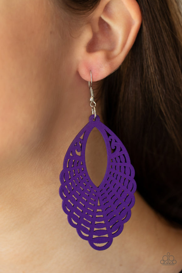 Tahiti Tankini Purple ✧ Wood Earrings Earrings