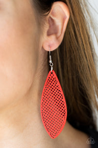 Earrings Fish Hook,Earrings Wooden,Red,Wooden,Surf Scene Red ✧ Wood Earrings