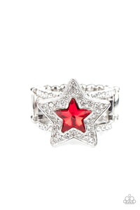 4thofJuly,Red,Ring Wide Back,Stars,One Nation Under Sparkle Red ✧ Star Ring