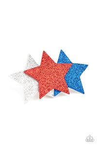 4thofJuly,Blue,Multi-Colored,Patriotic,Red,Stars,White,Happy Birthday, America Multi ✧ Star Hair Clip