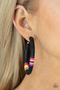 Black,Blue,Earrings Hoop,Favorite,Multi-Colored,Pink,Yellow,Colorfully Contagious Black ✧ Hoop Earrings