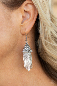 Earrings Fish Hook,Hematite,Silver,Pyramid SHEEN Silver ✧ Earrings