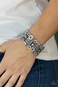 Bracelet Stretchy,Hematite,Silver,Dynamically Diverse Silver  ✧ Bracelet