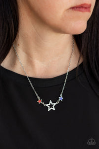 4thofJuly,Blue,Multi-Colored,Patriotic,Red,Stars,White,United We Sparkle Multi ✧ Star Necklace