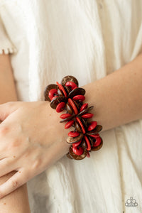 Bracelet Stretchy,Bracelet Wooden,Red,Wooden,Caribbean Canopy Red  ✧ Bracelet