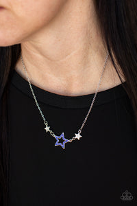 4thofJuly,Blue,Necklace Short,Patriotic,Stars,United We Sparkle Blue ✧ Star Necklace
