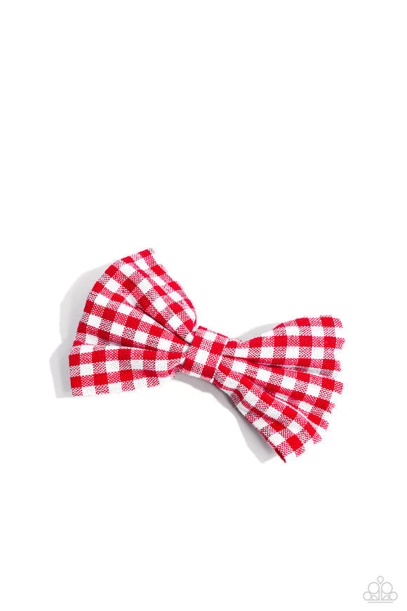 Gingham Grove Red ✧ Hair Bow Clip