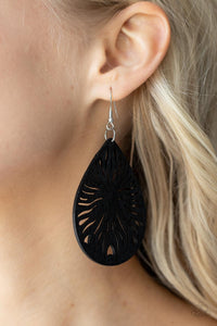 Black,Earrings Fish Hook,Earrings Wooden,Wooden,Sunny Incantations Black ✧ Wood Earrings