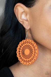 Earrings Fish Hook,Earrings Wooden,Orange,Wooden,Island Sun Orange ✧ Wood Earrings