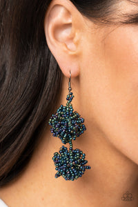 Blue,Earrings Fish Hook,Earrings Seed Bead,Multi-Colored,Oil Spill,Celestial Collision Multi  ✧ Seed Bead Earrings