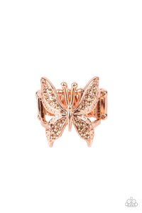 Butterfly,Copper,Ring Wide Back,Blinged Out Butterfly Copper ✧ Ring