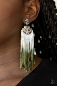 Earrings Fish Hook,Earrings Fringe,Green,DIP It Up Green ✧ Ombre Fringe Post Earrings