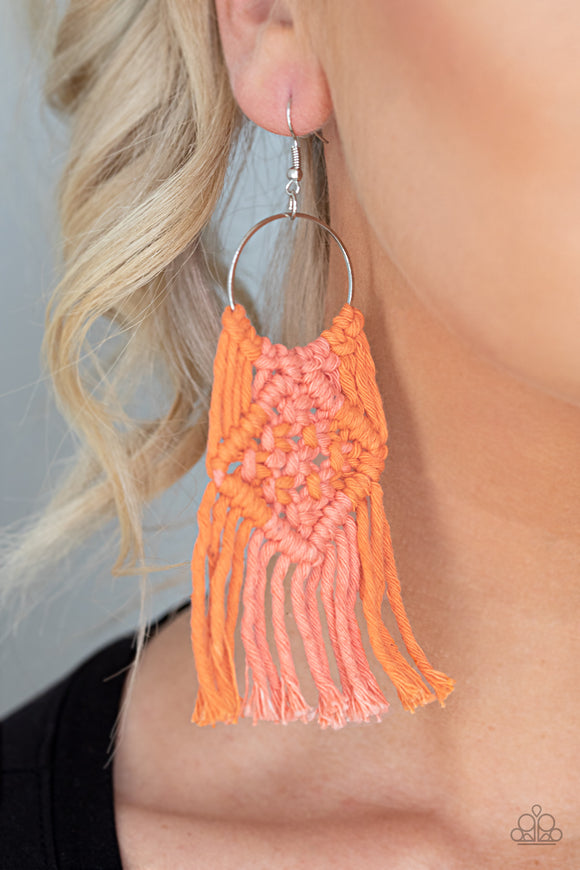Macramé Rainbow Orange ✧ Macrame Earrings Earrings