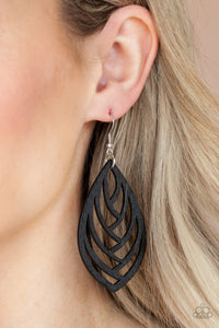 Black,Earrings Fish Hook,Earrings Wooden,Wooden,Out of the Woodwork Black ✧ Wood Earrings