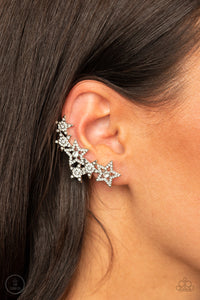 Earrings Ear Crawler,White,Star-Spangled Shimmer White ✧ Ear Crawler Post Earrings