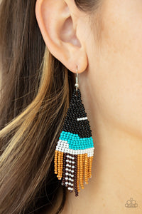 Black,Earrings Fish Hook,Earrings Seed Bead,Multi-Colored,Summer Heat Black ✧ Seed Bead Earrings