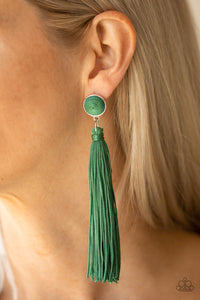 Earrings Fringe,Earrings Post,Earrings Tassel,Green,Tightrope Tassel Green ✧ Tassel Post Earrings