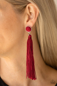Earrings Fringe,Earrings Post,Earrings Tassel,Red,Tightrope Tassel Red ✧ Tassel Post Earrings